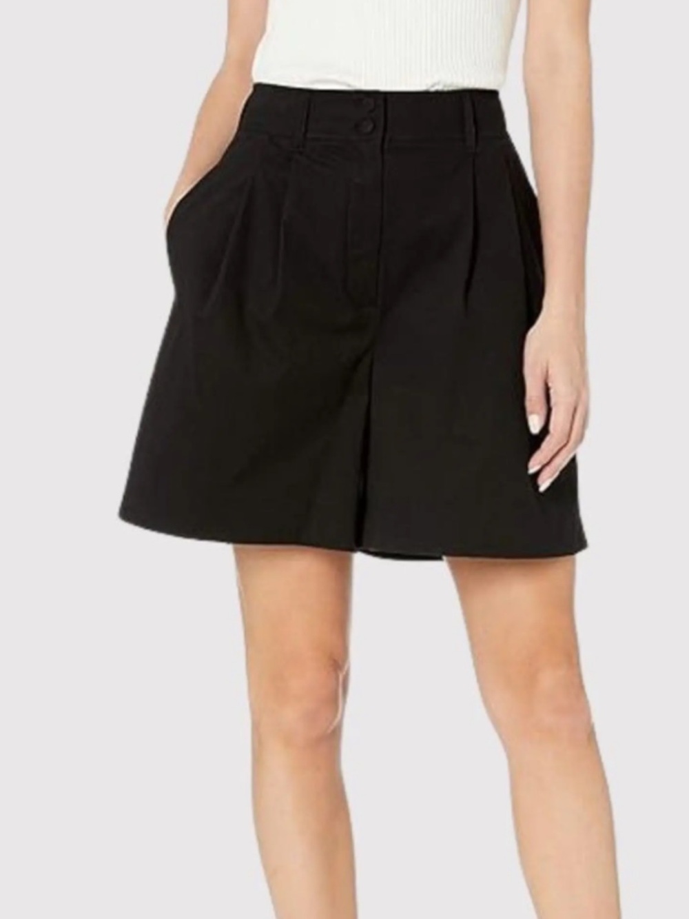 Rebecca Taylor Black High-Rise Pleated Bermuda Shorts 2